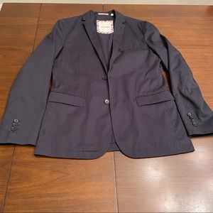 Ben Sherman Men Two Button Suit Jacket Blue Cotton M Missing Sleeve Button